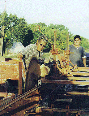 Milling timbers, Pine Ridge Workshop, Fall 2000